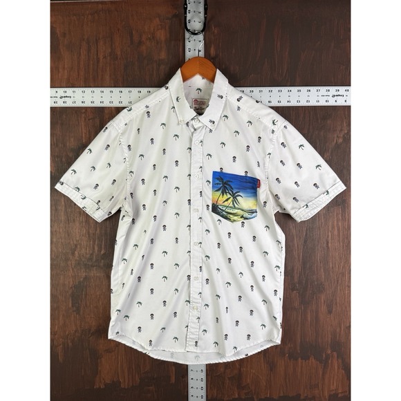 Rsvlts Bob Ross Shirt Short Sleeve Button Up Geometric Pocket AOP Men's‎ Medium - Picture 1 of 9